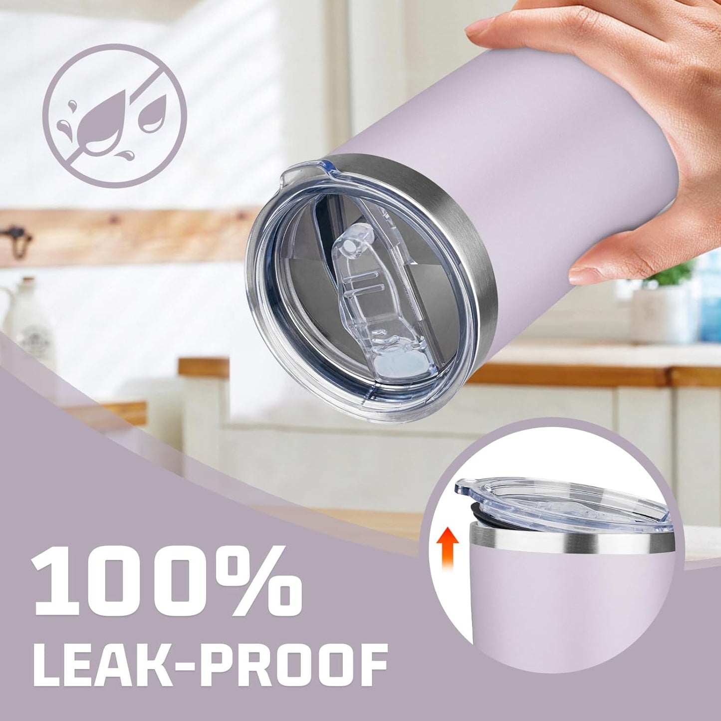 20oz Tumbler with Lid Double Wall Vacuum Insulated Travel Coffee Mug Stainless Steel Thermal Cup Powder Coated Sturdy Coffee Tumbler Bulk for Hot and Cold Beverage (Purple,6)