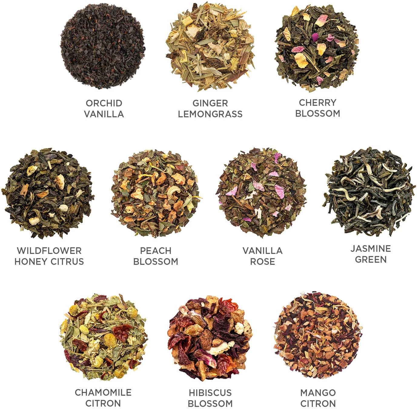 Tea Forte Jubilee Presentation Box Tea Gift Set Sampler, 20 Count 2 of Each Variety Individually Wrapped Handcrafted Pyramid Infuser Bags