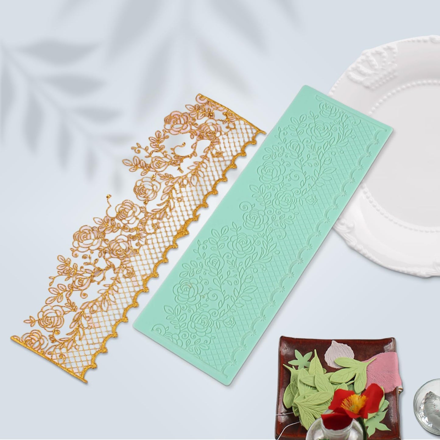 GROWTAIL Lace Molds Silicone,Cake Fondant Embossing Mat,Lace Molds for Cake Decorating Edible Lace