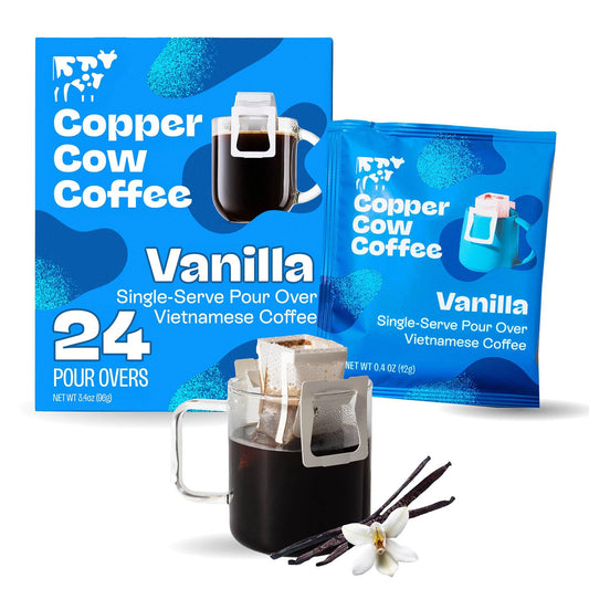 Copper Cow Coffee Premium Vietnamese Coffee: Single-Serve Vanilla Coffees (includes: 24 vanilla coffees)