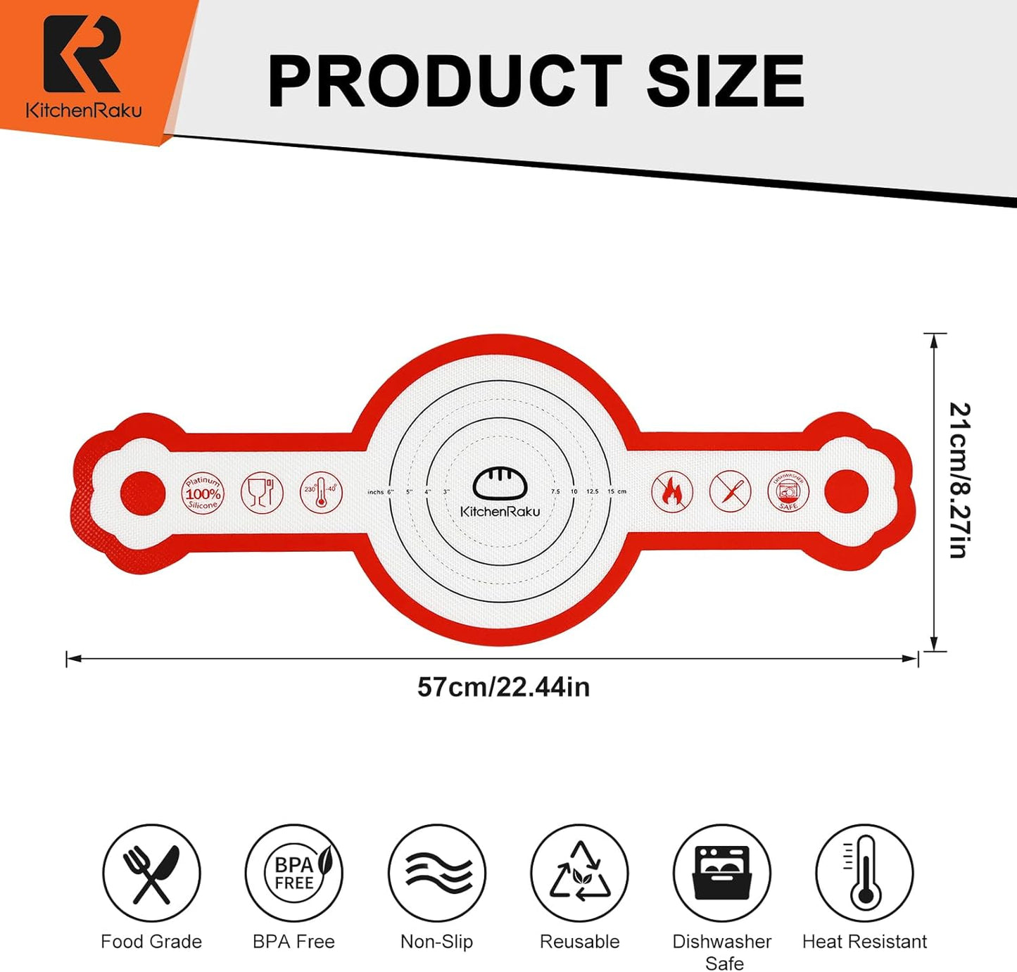 Cook's Aid 2 Pcs Silicone Bread Sling for Dutch Oven, Non-Stick Bread Baking Mat Set, Reusable Sourdough Bread Sling with Long Handles for Easier Transfer for Dough