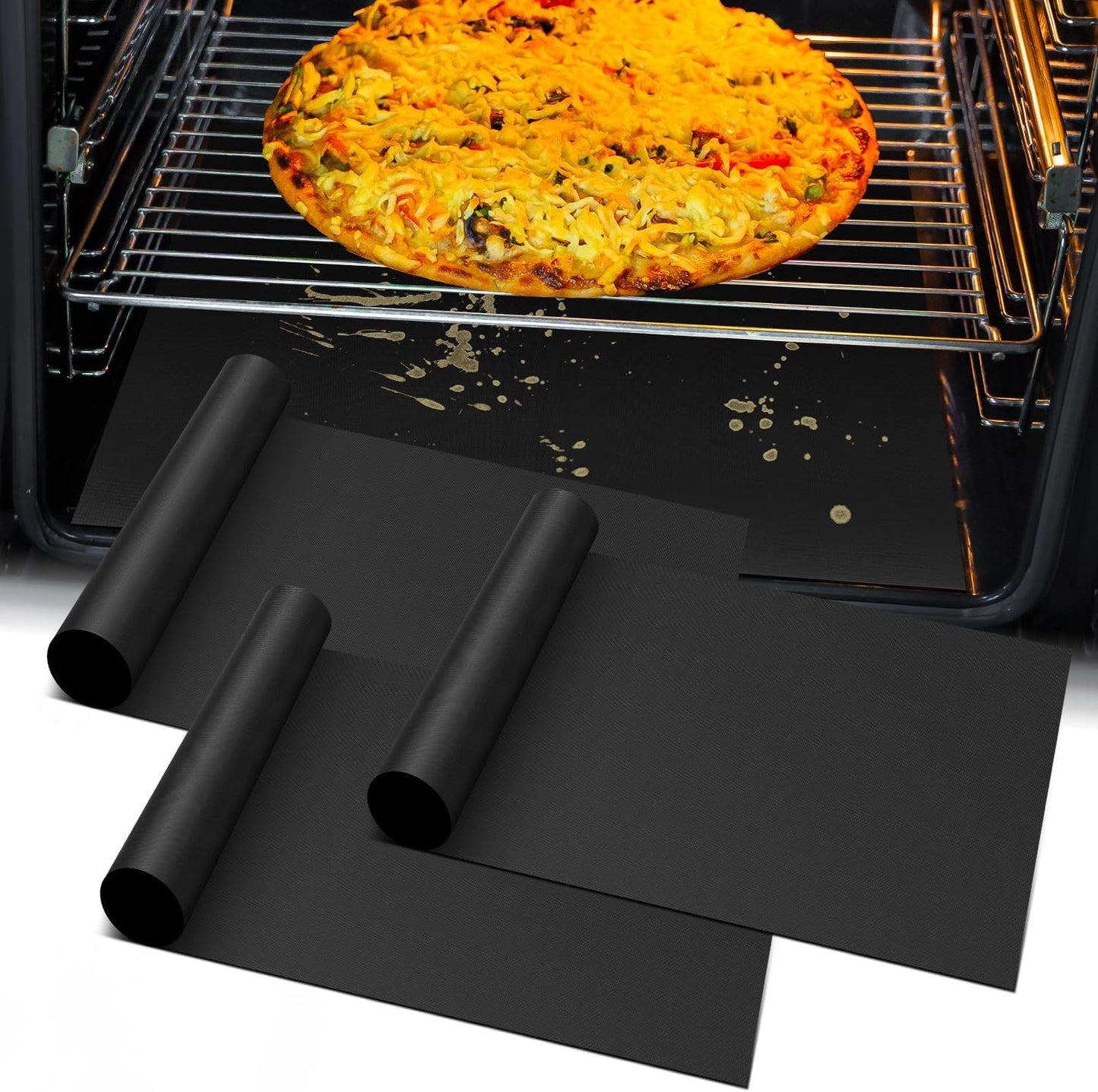 Oven Liners for Bottom of Oven - Large Heavy Duty Oven Protector Mat, Non-Stick Oven Electric Gas Liner Floor Protector Liner, Reusable Heat Resistant Stovetop Air Fryer Grill Baking Mat
