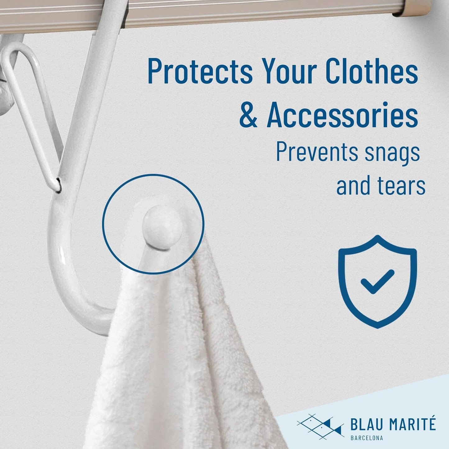 6-Pack Metal S Hooks for Hanging – Heavy-Duty S-Shaped Hook with Safety Buckle – Fits Bars up to 1.2 in – Anti-Drop S-Hooks for Closet, Wardrobes & Storage – White (Large)