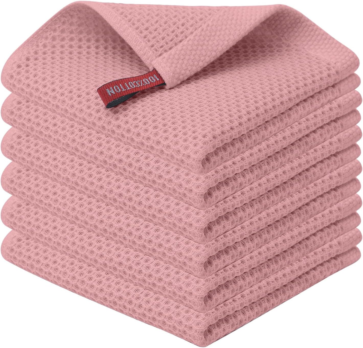 Kitinjoy 100% Cotton Kitchen Dish Cloths (12 X 12 Inches, Dried Roses),6 Pack Waffle Weave Ultra Soft Absorbent Dish Towels for Drying Dishes Quick Drying Kitchen Towels Dish Rags