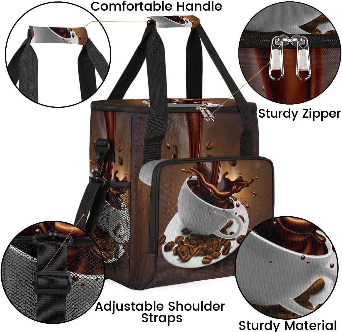 Coffee Beans Cup Coffee Maker Carring Bag Travel Carrying Storage Tote Bag Compatible with Keurig K-Mini or K-Mini Plus Portable Single Serve Coffee Brewer Case with Pockets for K-cup Pods