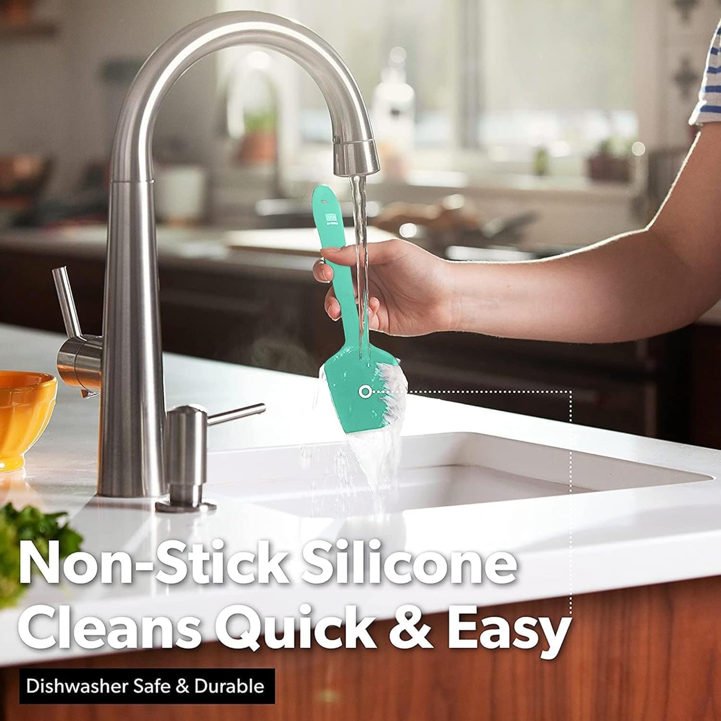 DI ORO Silicone Spatula Set - Rubber Kitchen Spatulas for Baking, Cooking, & Mixing - 600°F Heat-Resistant & BPA Free Silicone Scraper Spatulas for Nonstick Cookware - Dishwasher Safe (5pc, Mint)