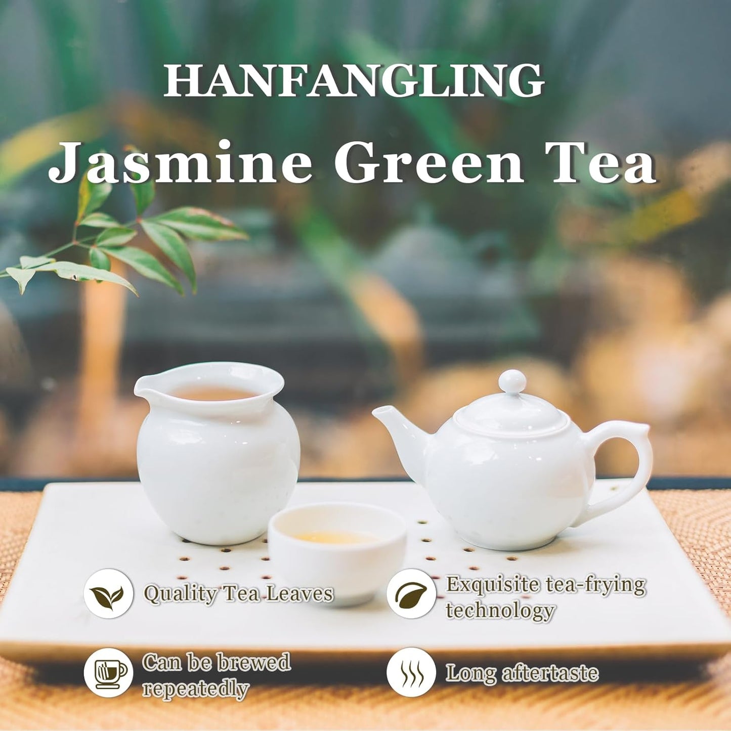 HANFANGLING Jasmine Green Tea - Premium Loose Leaf Tea with Natural Jasmine Flowers, 100% Natural, Aromatic & Refreshing, 1.76oz