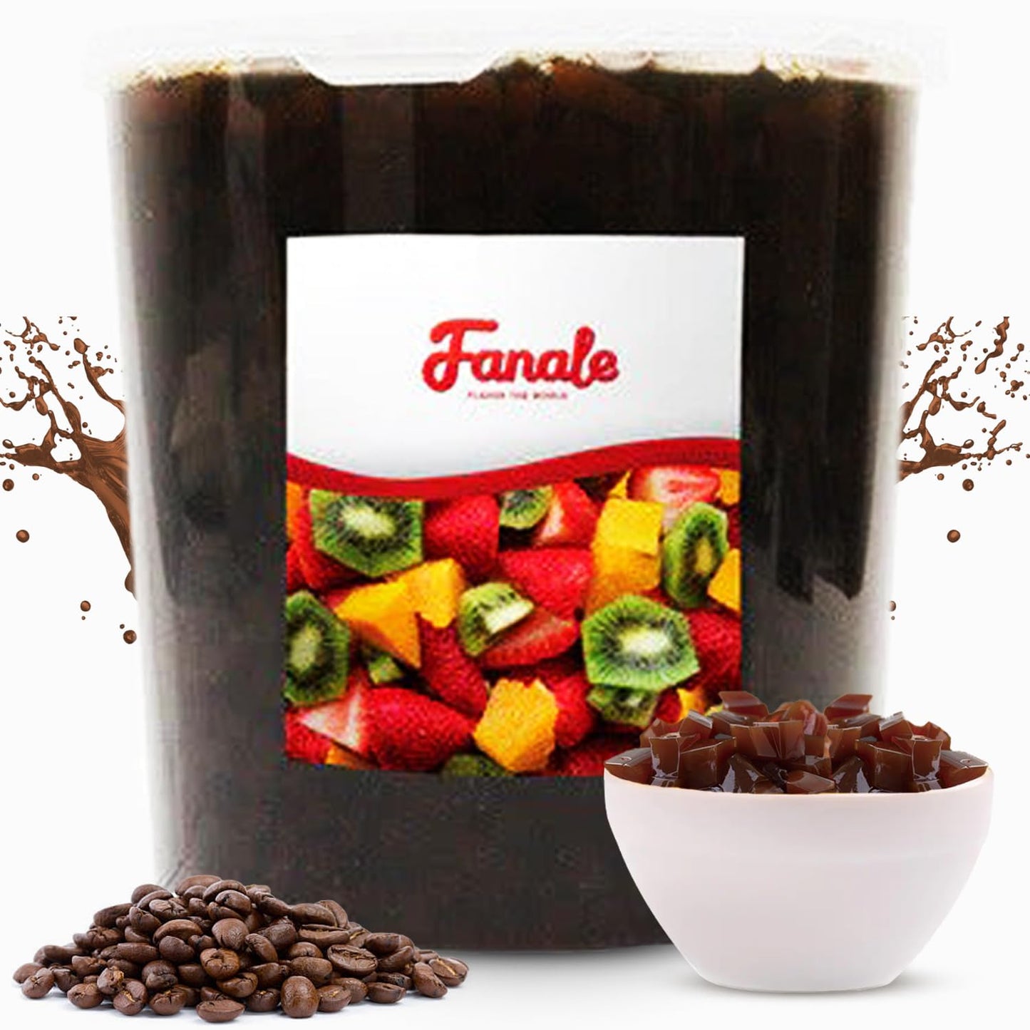 Fanale Coconut Jelly Topping nata de coco for Boba Tea | Ice Cream | Yogurt | Smoothie | Milk Tea | Desserts Coffee Jelly, 7.26 pound (Pack of 4)| JEL011-CS