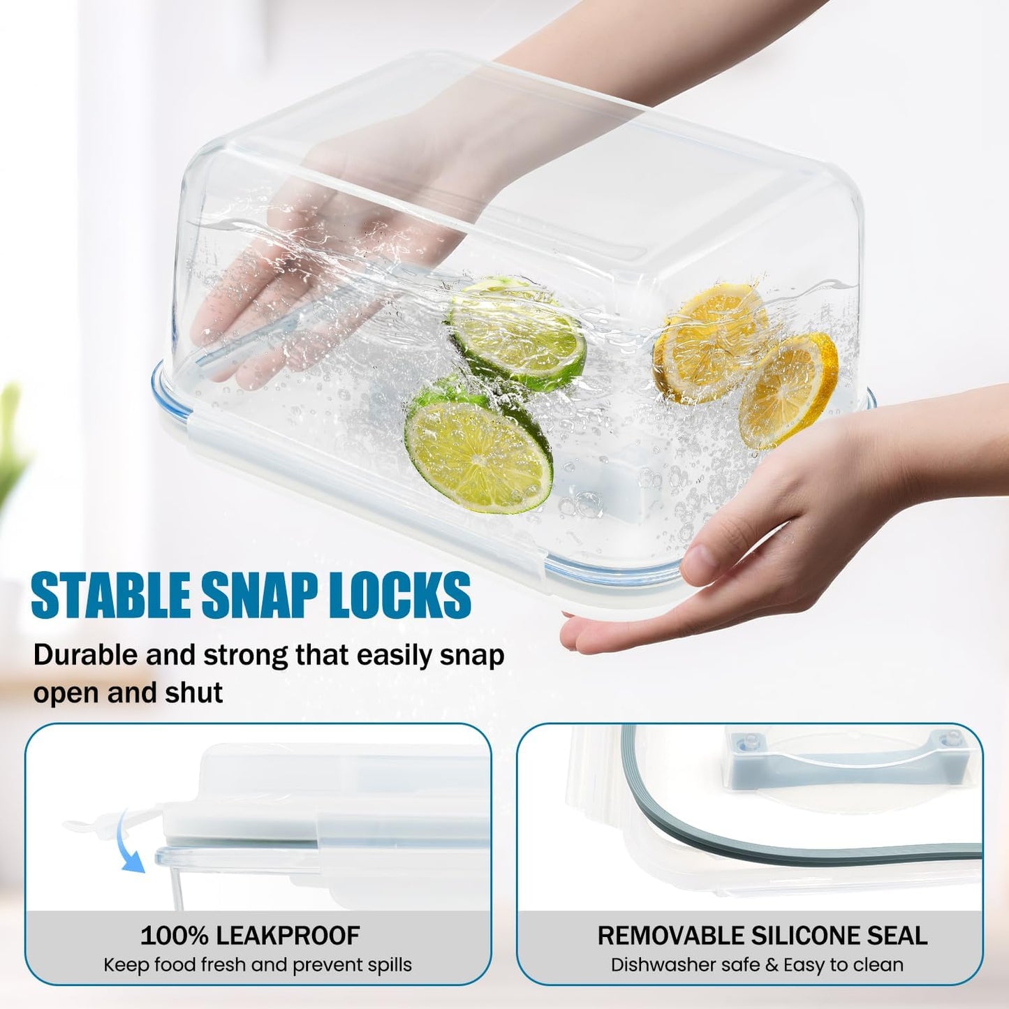 Large Glass Storage Containers with Lids 201oz Extra Large Big Airtight Glass Food Storage Containers for Rotisserie Chicken Watermelon Leftovers Marinade Turkey, BPA Free, Dishwasher Safe