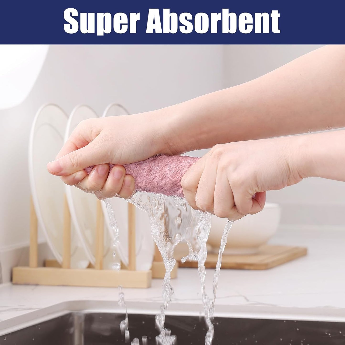 Homaxy Microfiber Waffle Weave Kitchen Dish Cloths, 12 x 12 Inch Ultra Absorbent and Solid Color Dish Towels for Kitchen Fast Drying Dishcloth for Washing Dishes, 12 Pack, Pink