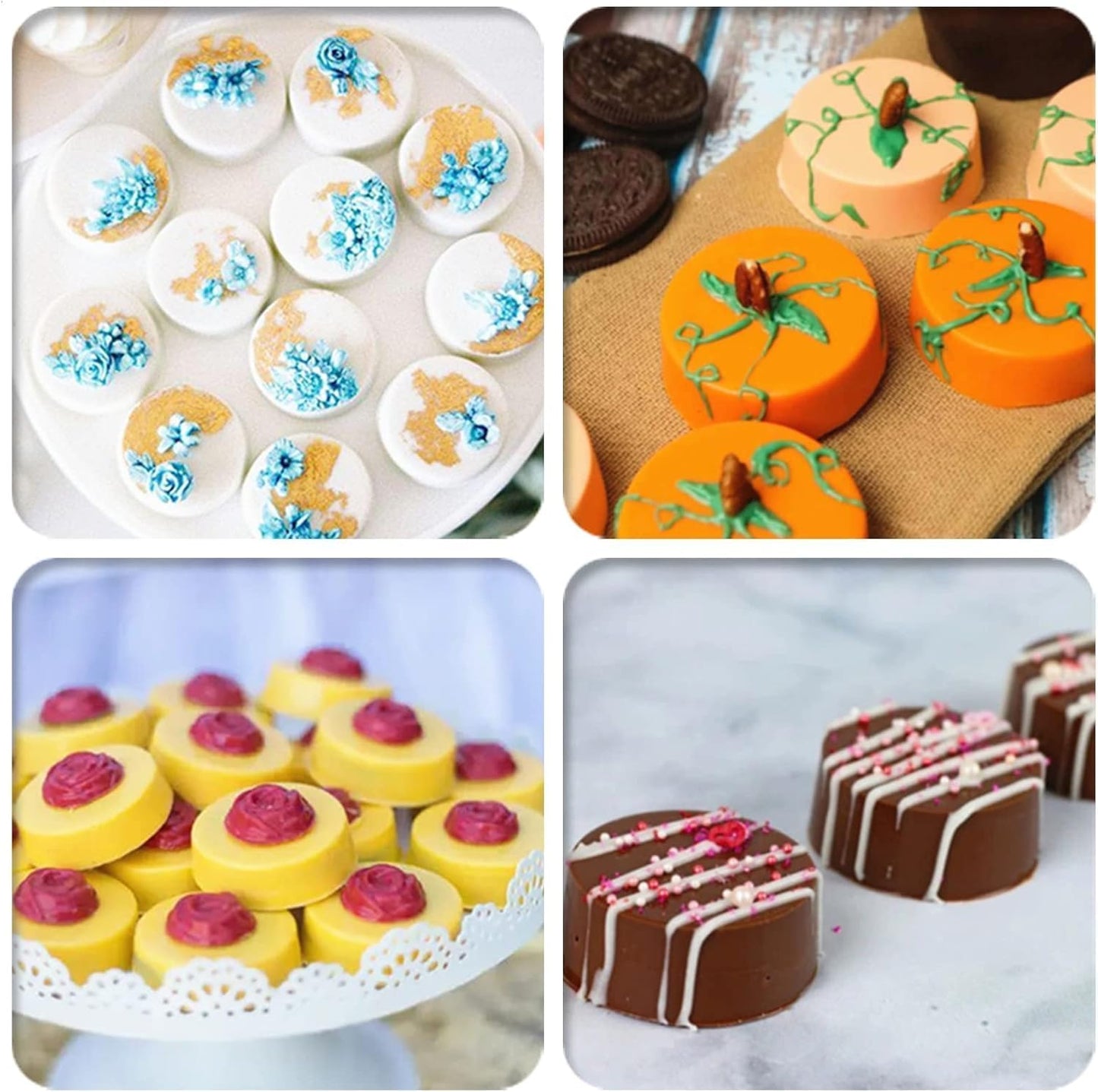 Chocolate Molds,2Pcs Dubai Chocolate Mold and Scraper for Stuffed Bar,Deep Round Fix Chocolate Candy Bar Mold for Filling Knafeh Pistachio Chocolate Bar Kit