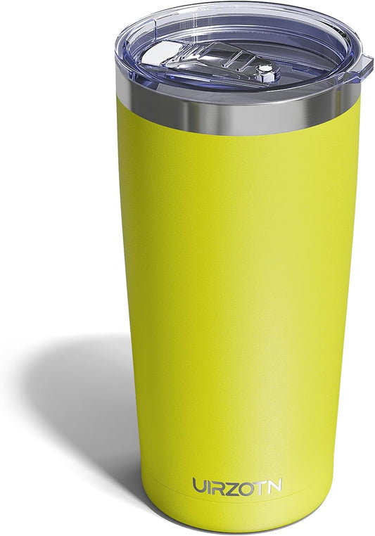 Travel Coffee Tumbler 20oz, Leakproof Travel Coffee Mug with Lid and Straw, Stainless Steel Double Wall Vacuum Insulated Tumbler for Hot/Iced Drinks (Textured Matte, Yellow)