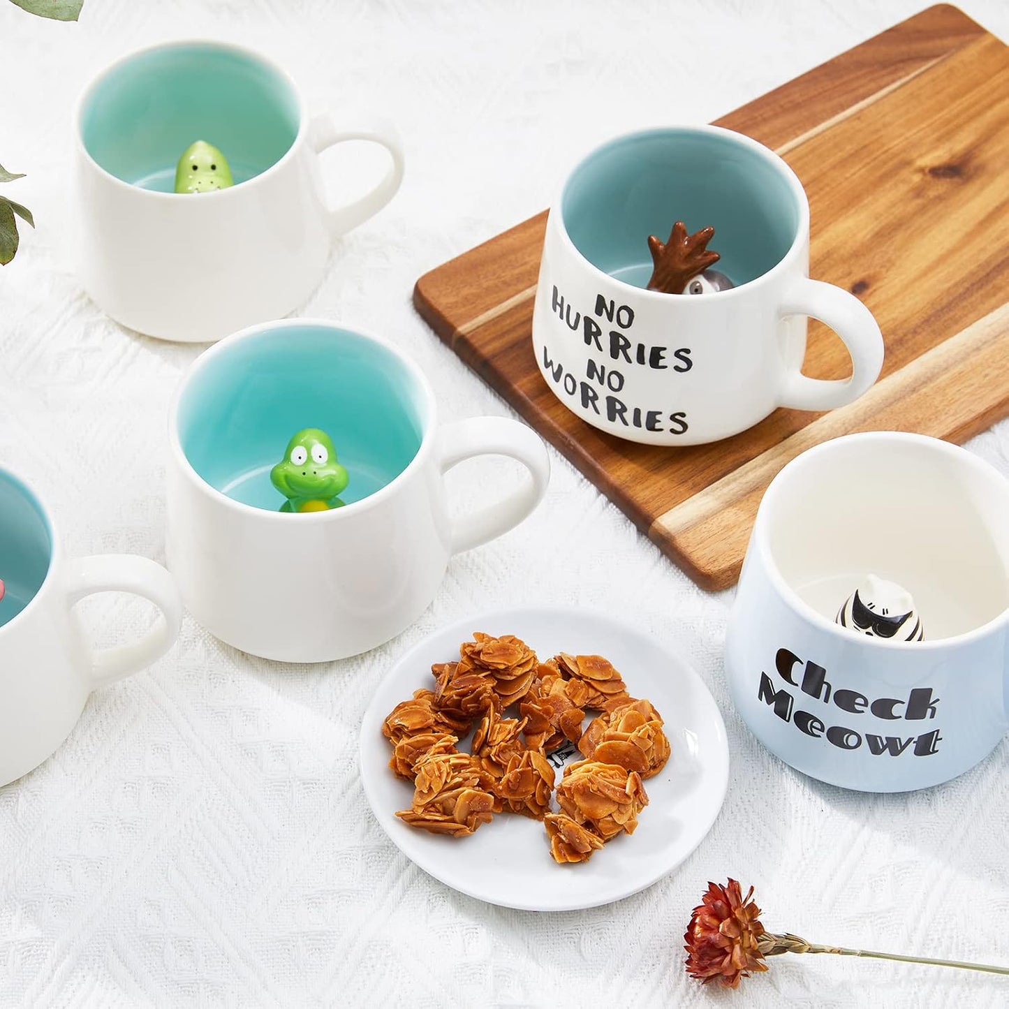 Narwhal Ceramic Cup Hidden 3D Animal Inside Mug,12 oz Cute Cartoon Handmade Figurine Mugs,Christmas Birthday Surprise for Friends Family or Kids (12 oz, Blue Narwhal)