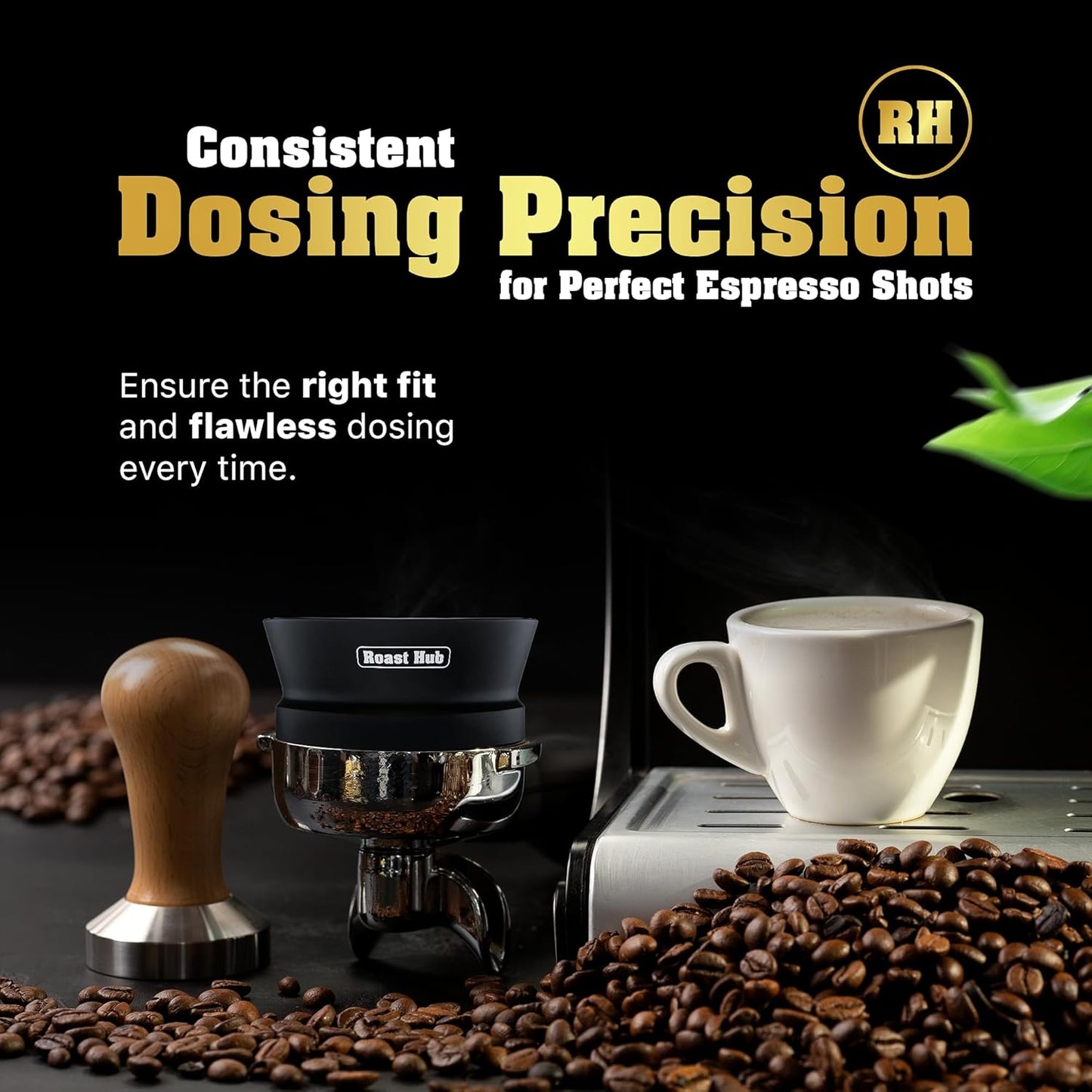 51mm Magnetic Dosing Funnel for Portafilter Espresso Machine ~ High Strength 12 Magnet Design ~ Fits Most Express Coffee Machines ~ Home Barista Espresso Portafilter Adapter ~ UK Brand