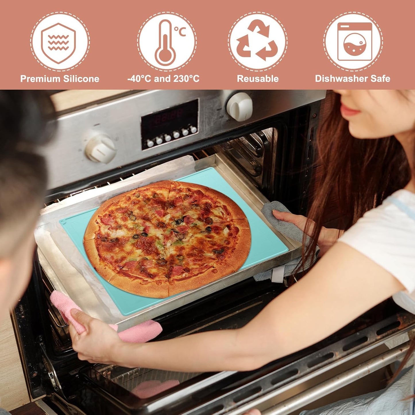 uxcell Silicone Pastry Mat, 31.5" x 23.6" Silicone Baking Mat with Measurements, Non-Stick Dough Rolling Mat for Making Pastry Cookies Bread Pizza Purple