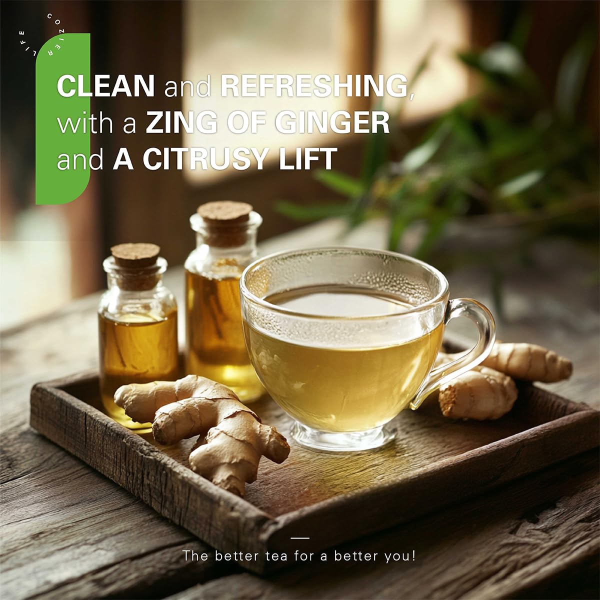 WT WEETEE Lemon Ginger Decaf Green Tea Bags 50 Counts, Made of Decaffeinated Green Tea, Ginger & Natural Lemon Flavor, Clean & Fresh