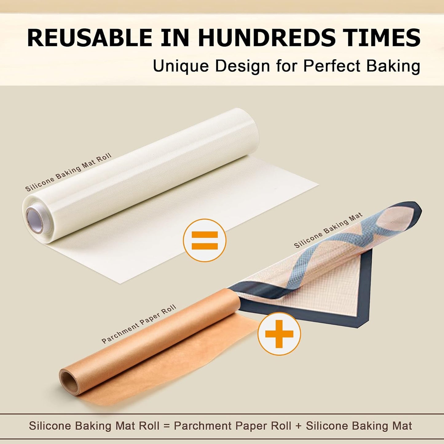 Silicone Baking Mat Roll - Best German Silicone - Non-slip Silicone Pastry Mat, Non-Stick Reusable Air Fryer Linner, Counter Mat, Oven Liner, Freeze Dryer Mat - 12IN x 13.3FT
