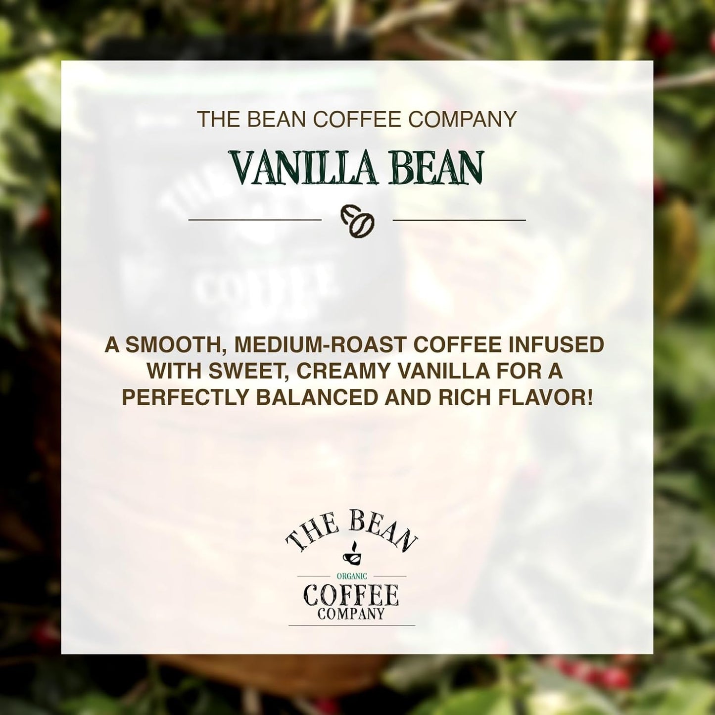 The Bean Organic Coffee Company Vanilla Bean, Medium Roast, Whole Bean Coffee, 16-Ounce Bags (Pack of 2)