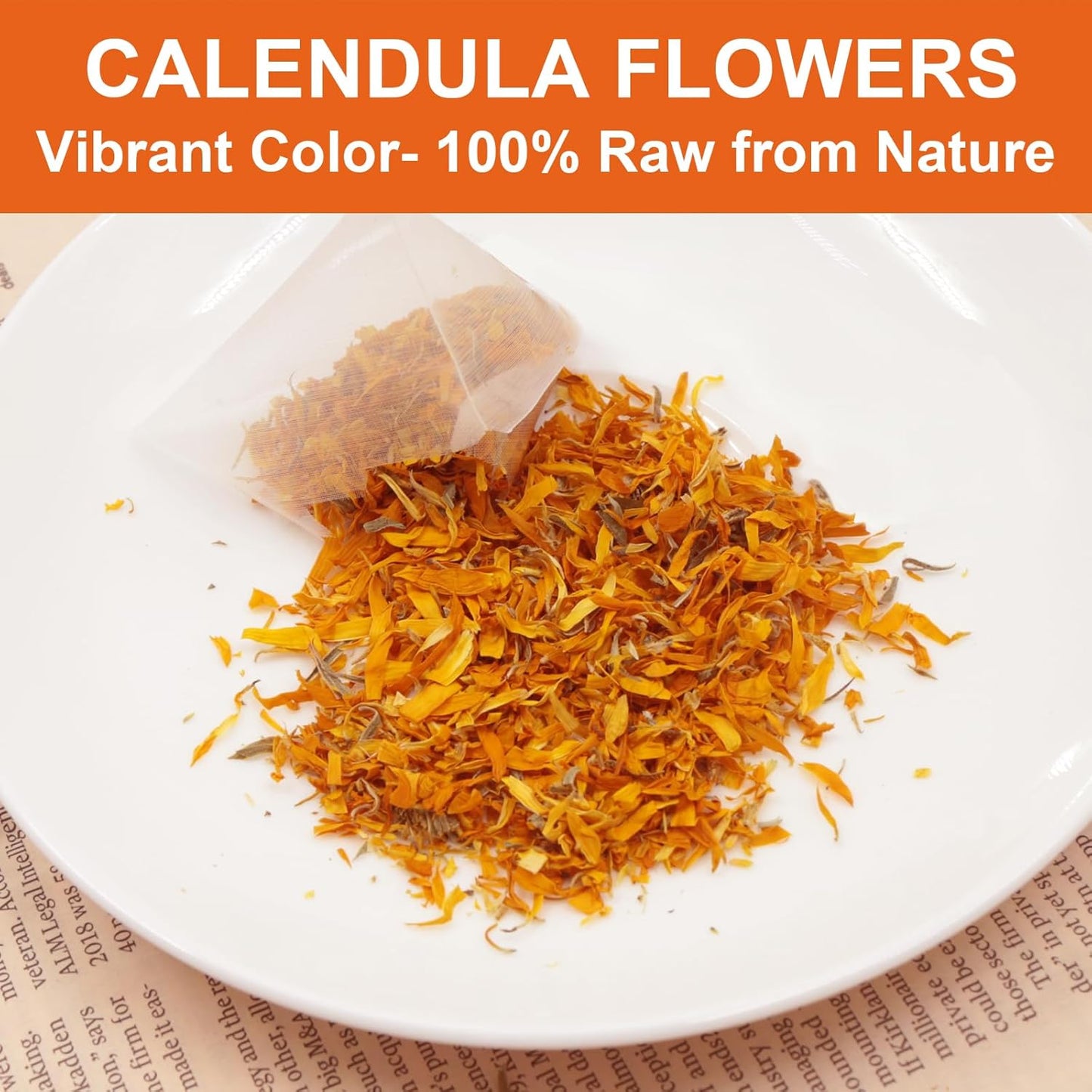 FullChea - Dried Calendula Flowers Tea, 30 Teabags, 1.5g/bag - Premium Calendula Tea For Skin Health & Support Wellness - Non-GMO - Caffeine-free - Natural Calendula Herbs