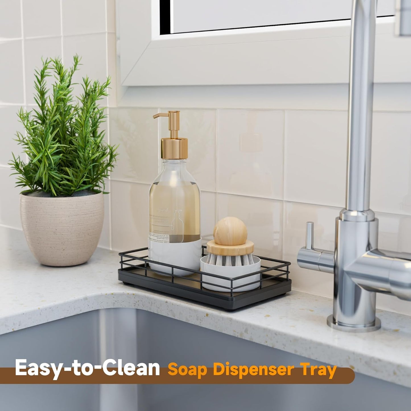 Bathroom Tray for Counter, Oak Wooden 7.5" L Decorative Vanity Tray for Dresser Tops Perfume Jewelry Makeup Candle Soap Sponge Holder for Kitchen Countertop Organizer Coffee Table Decor Bar Black