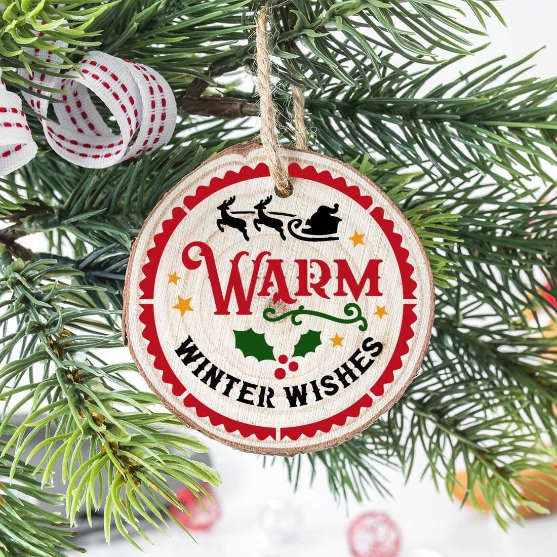 Small Christmas Stencils 4inch,Christmas Stencil Xmas Vintage Stencils Holiday Templates for Painting on Wood Slice