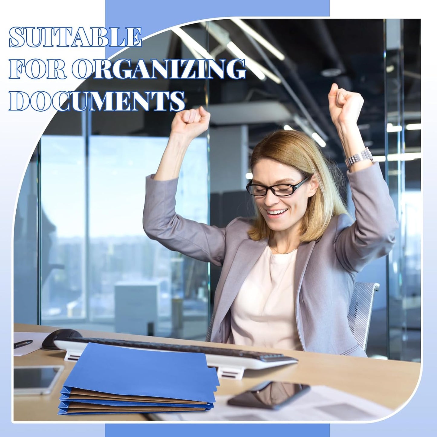 12 Pcs Classification Folders Letter Size,Back to School Supply for Teacher, Student, 2 Pocket Dividers Pressboard File Folder Bulk with 2 Fasteners,2 in Expanding File Organizer (Dark Blue)