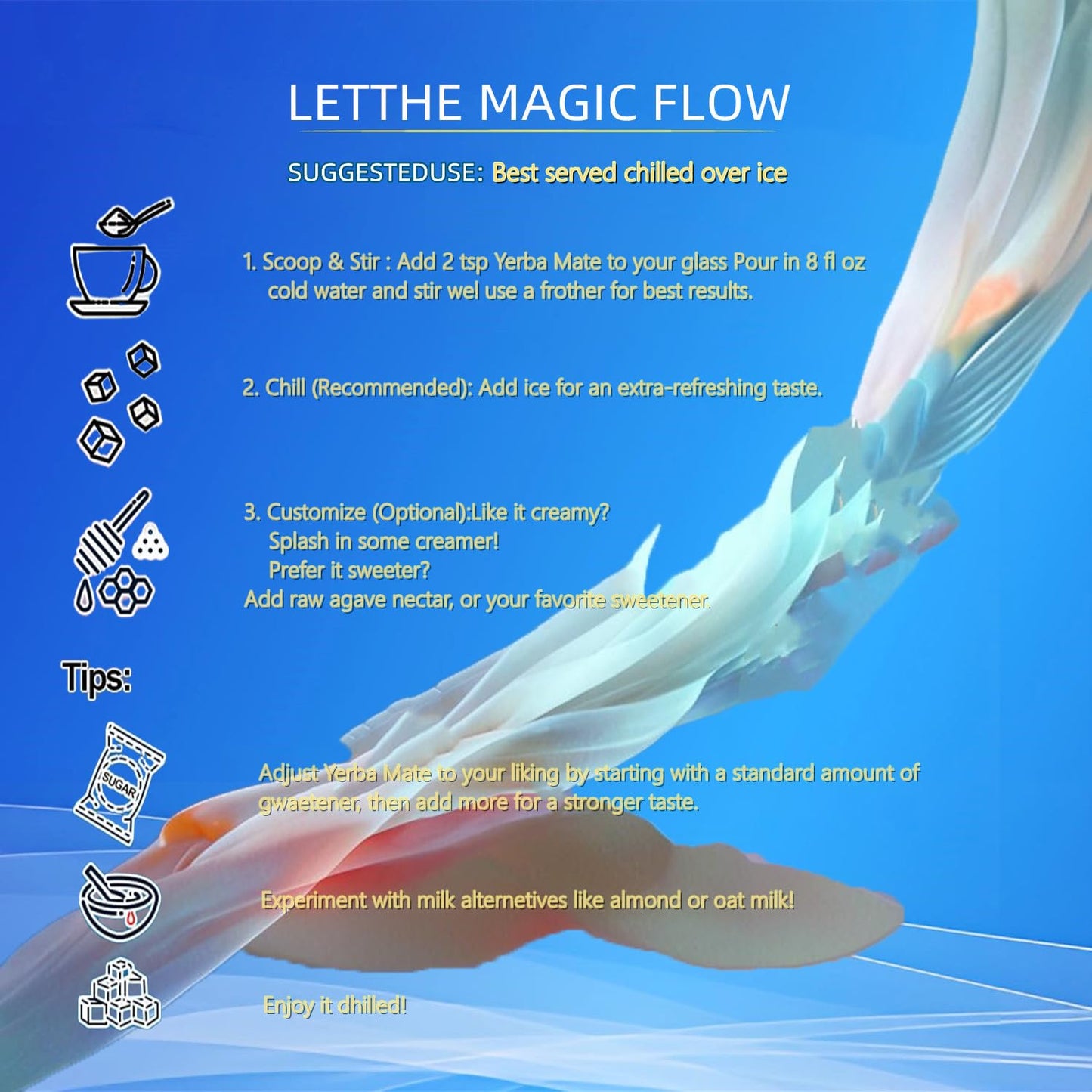 Yerba Mate Instant Tea 3-in-1 Super Drink Mix - Natural Extract， Boost Energy, Focus, Immunity & Gut Health .（30 Servings）