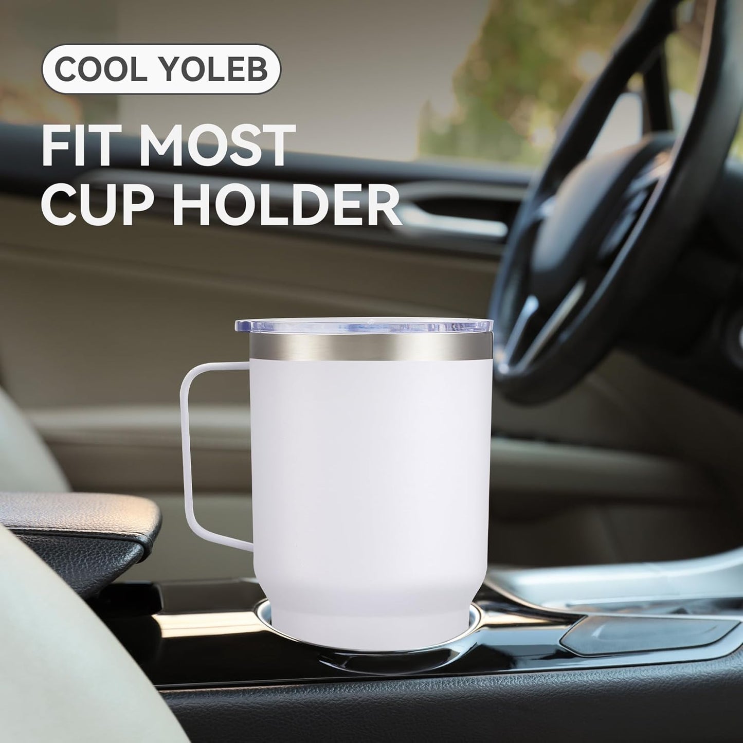 30 oz Tumbler with Handle and Lid, Stainless Steel Tumblers Bulk Double Wall Vacuum Insulated Travel Mug Leak Proof Cup Keep Drinks Cold and Hot White, 8 Pack