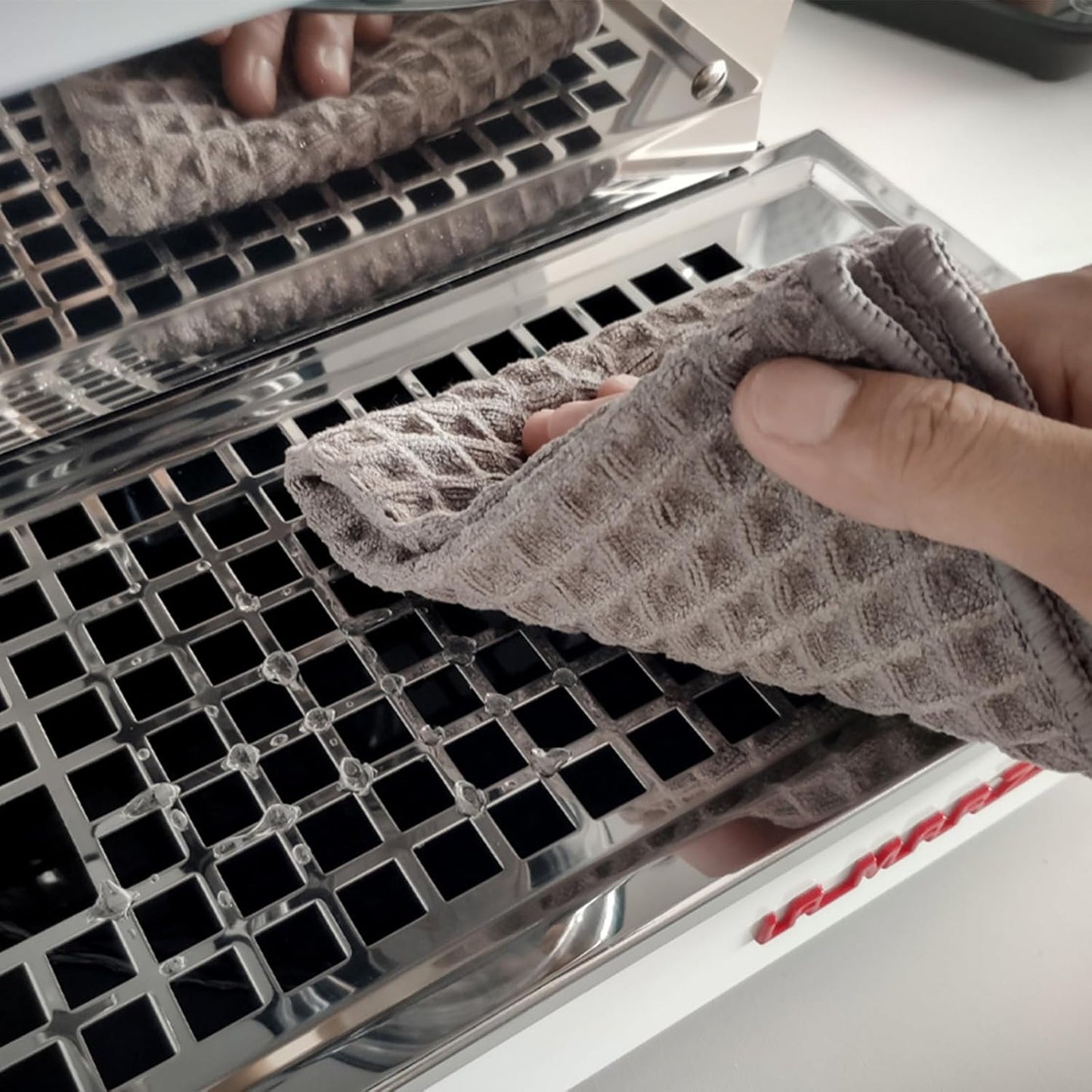 MOJAE Barista Towels 4 Pack - Espresso Machine Cloth Set- Waffle Weave Kitchen Dish Cloths - Coffee Accessories for Barista to Clean Steam Wand Coffee or Espresso Machine(12''x12'')