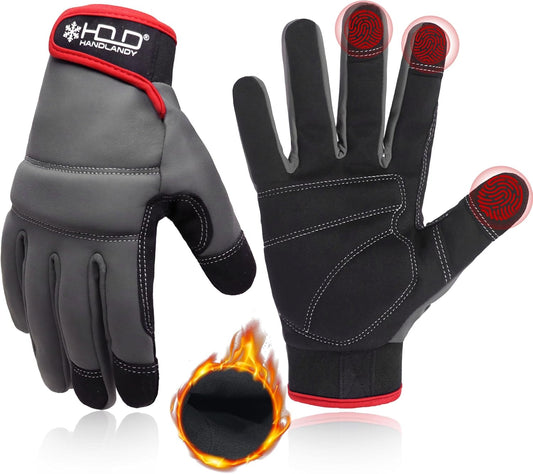 HANDLANDY Work Gloves for Men & Women, Utility Mechanic Working Gloves Touch Screen, Flexible Yard Work Gloves