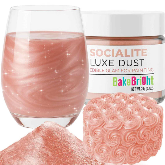 Bulk (20g) Rose Gold Luster Dust Edible Glitter for Cocktails | Premium Edible Rose Gold Luster Dust for Cake Decorations - Pink Edible Glitter for Drinks Cupcakes Cookies Cakes Food Paint