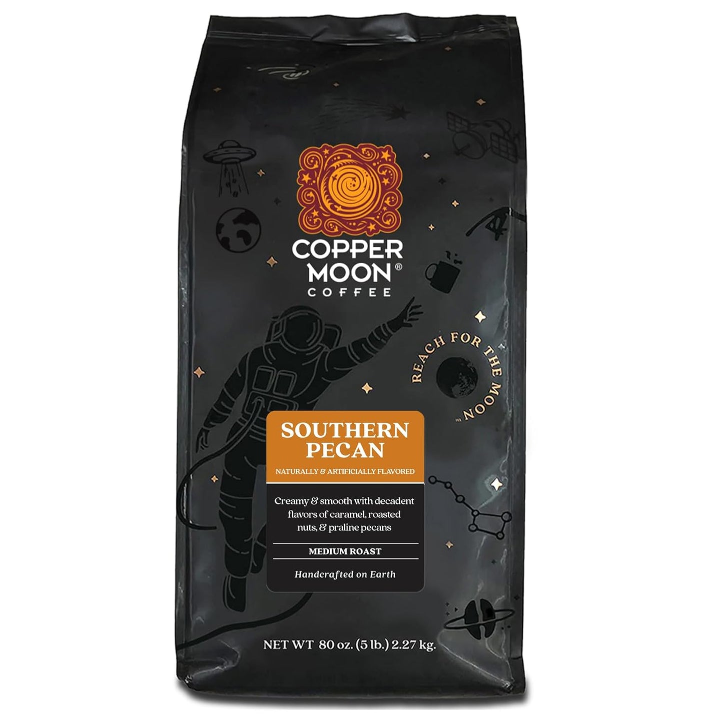 Copper Moon Medium Roast Whole Bean Coffee, Southern Pecan Blend, 5 Lb