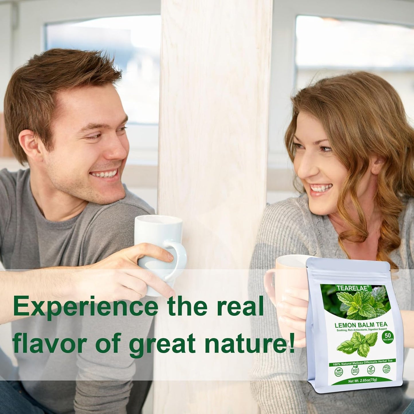 TEARELAE - Lemon Balm Tea Bag - 1.5g X 50 Count - Pure Natural Dried Lemon Balm Herb - Premium Lemon Balm Leaf for Calming and Digestion Support - Caffeine-free - Non-GMO