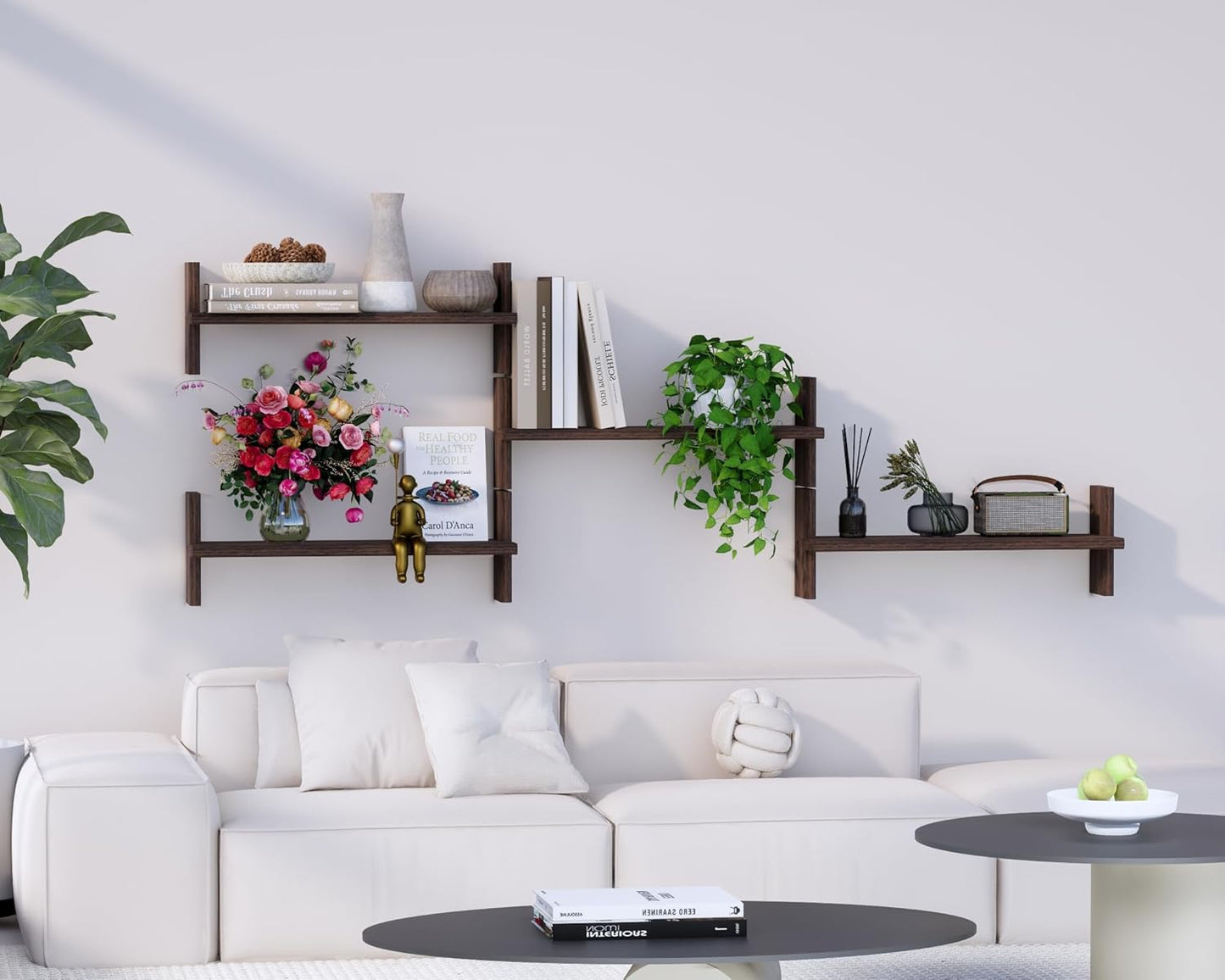 Rustic Floating Shelves – 22.8"x6.7" Solid Wood Bookshelves for Books, Plants, Photos & Decor – Brown Wooden Storage for Bedroom, Living Room, Bathroom, Kitchen