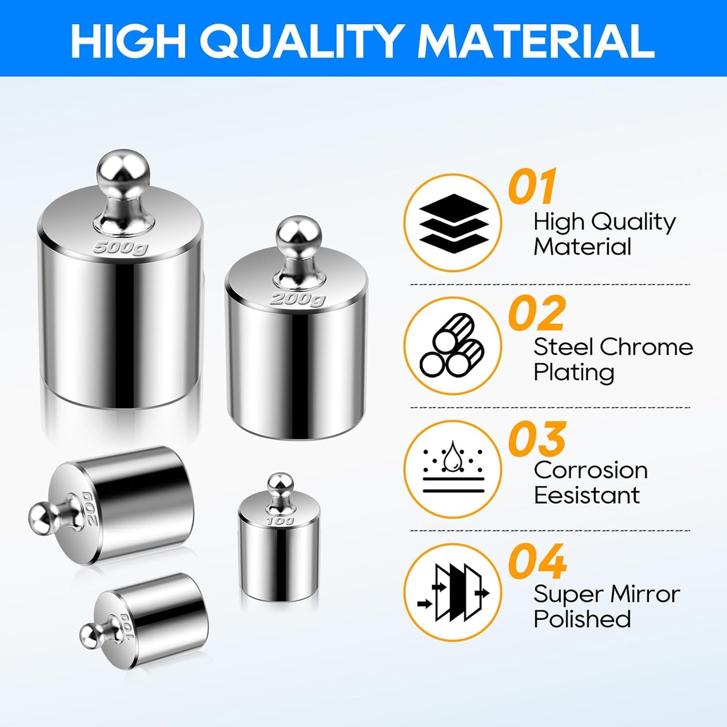 UCEC Calibration Weight Set 1000g for Digital Scale with Case and Tweezers, Gram Scale-M2 Class 10g 20g 20g 50g 100g 100g 200g 500g