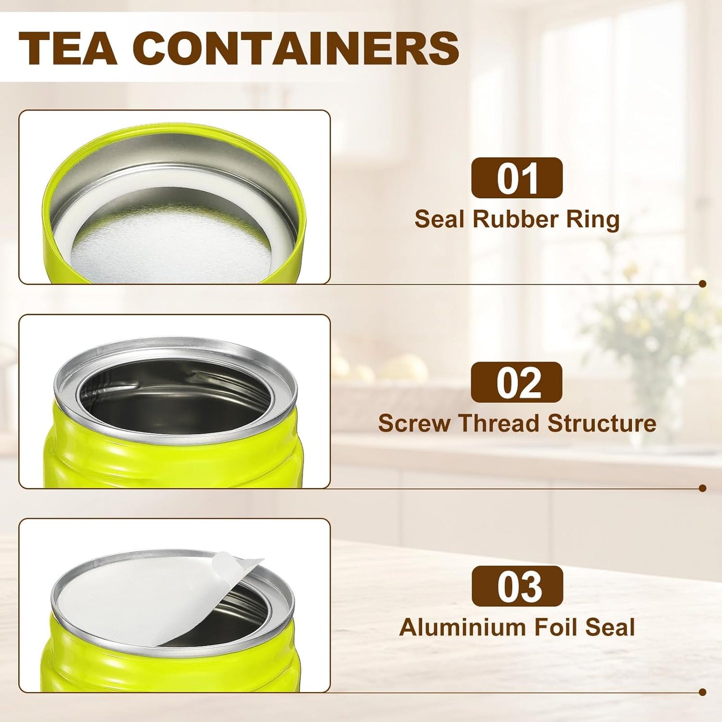 uxcell 2Pcs Round Tea Canisters, 5" x 3" Airtight Metal Tea Containers for Loose Tea, Coffee Beans, Spices - Durable, Compact, and Stylish Storage Tea Tin (Green)