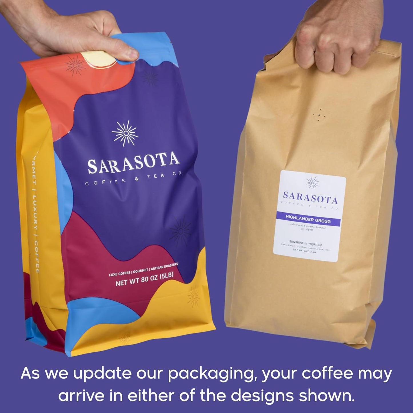 Sarasota Coffee Whole Bean Highlander Grogg | Medium Roast Gourmet Flavored Coffee Beans | Low Acid, Mold Free, Specialty Grade Flavored Bulk Beans | 5lb (80 oz)