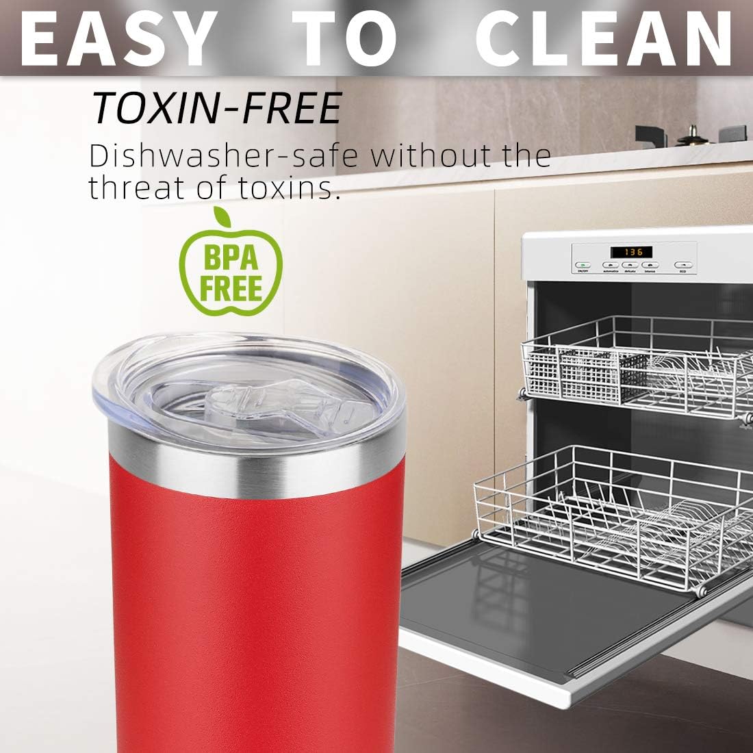 HASLE OUTFITTERS 20 oz Skinny Tumbler, Stainless Steel Insulated Slim Tumbler with Lid, Reusable Double Wall Travel Coffee Mug, Durable Powder Coated Travel Water Cup(Red, 1)