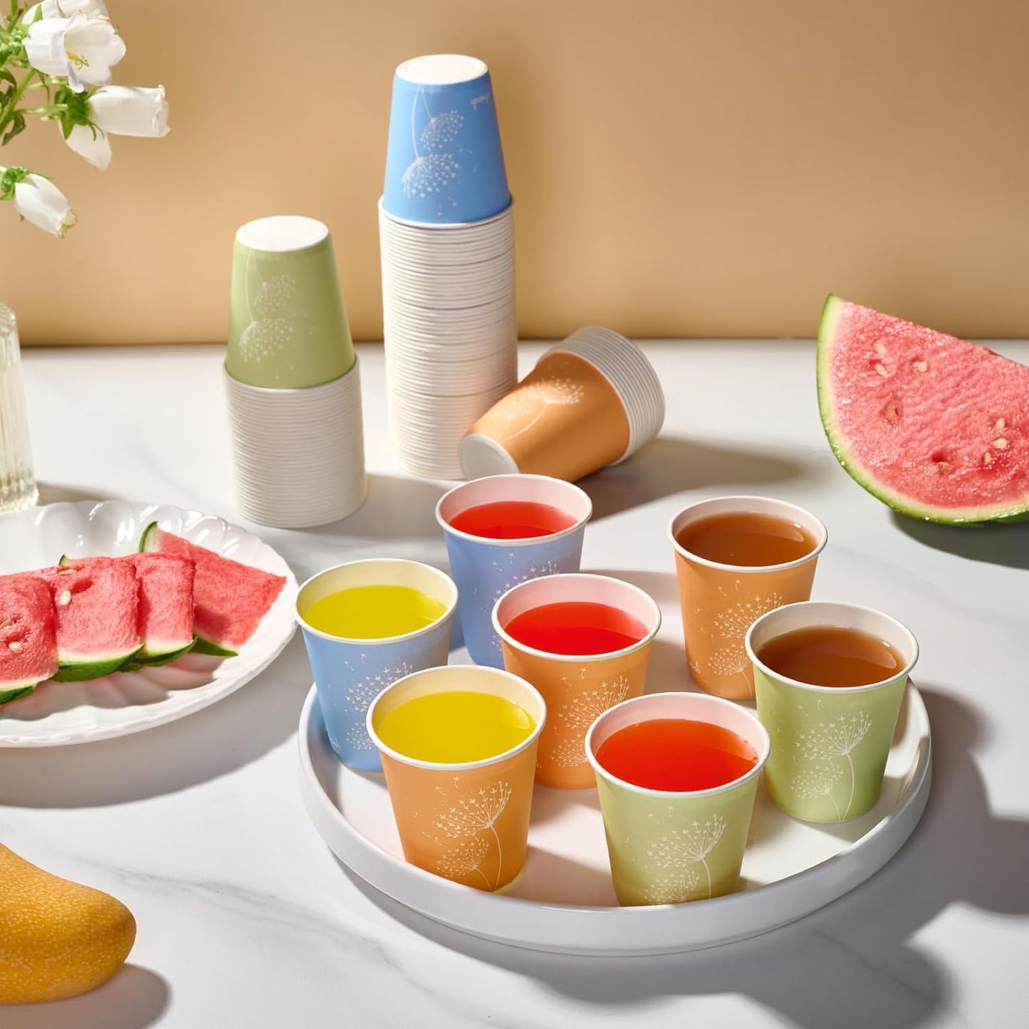 LITOPAK 1200 Pack 5 oz Paper Cups, Colorful Samll Disposable Paper Bathroom Cups for Parties, Travel, and Events