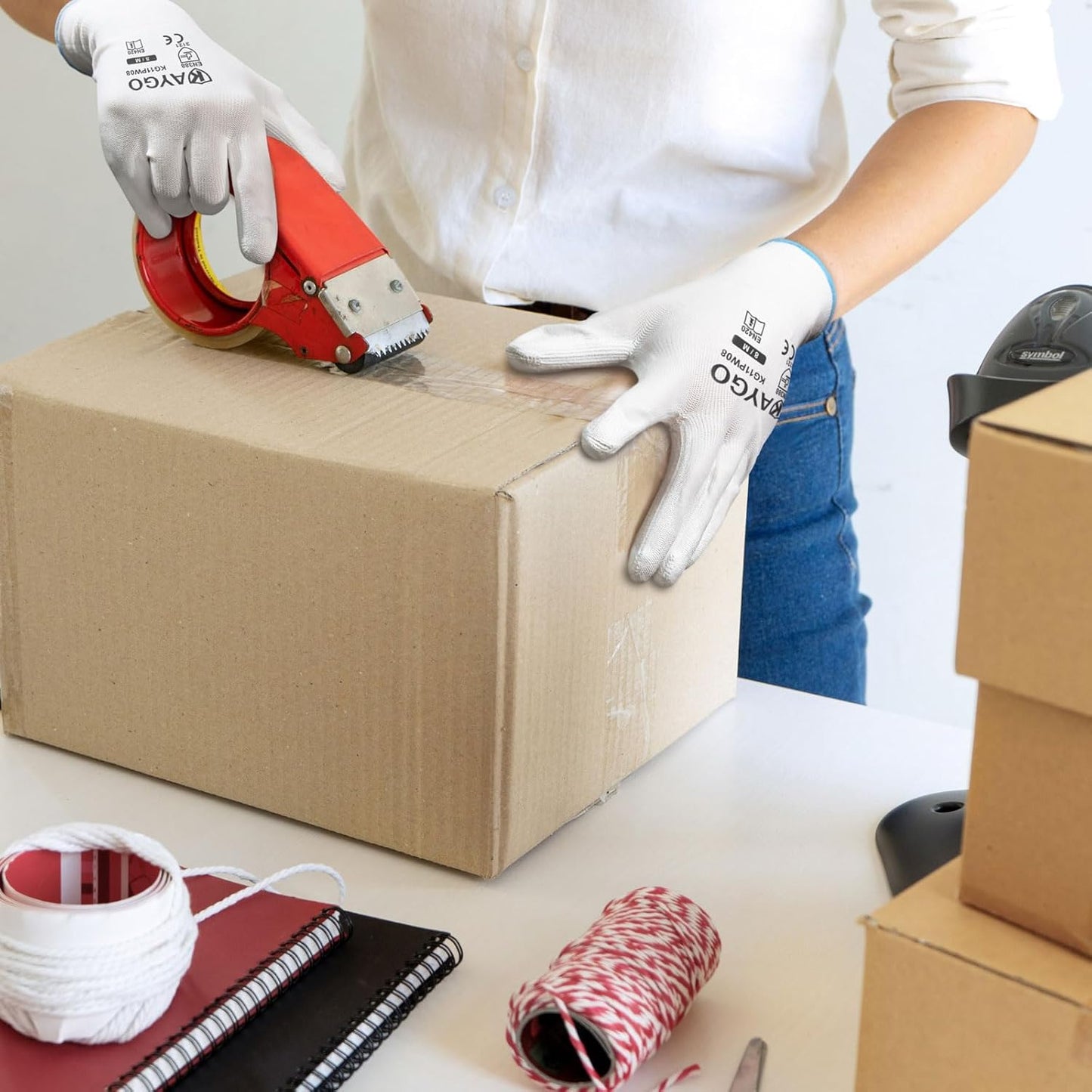 KAYGO Safety Work Gloves PU Coated-60 Pairs,KG11P Seamless Knit Glove with Polyurethane Coated Smooth Grip on Palm&Fingers, for Men and Women, Ideal for General Duty Work (X-Large, White)