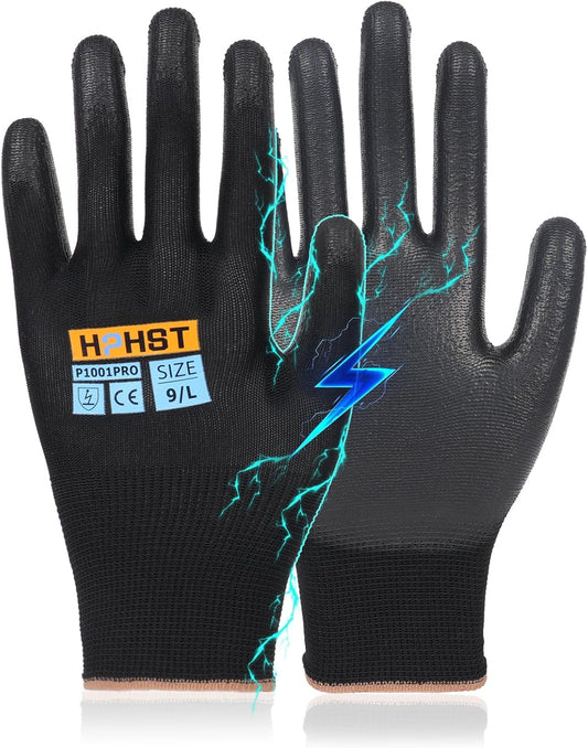 PU Coated Safety Work Gloves, 12 Pairs Work Gloves Mechanic Working Seamless Knit Glove with Polyurethane Coated Smooth
