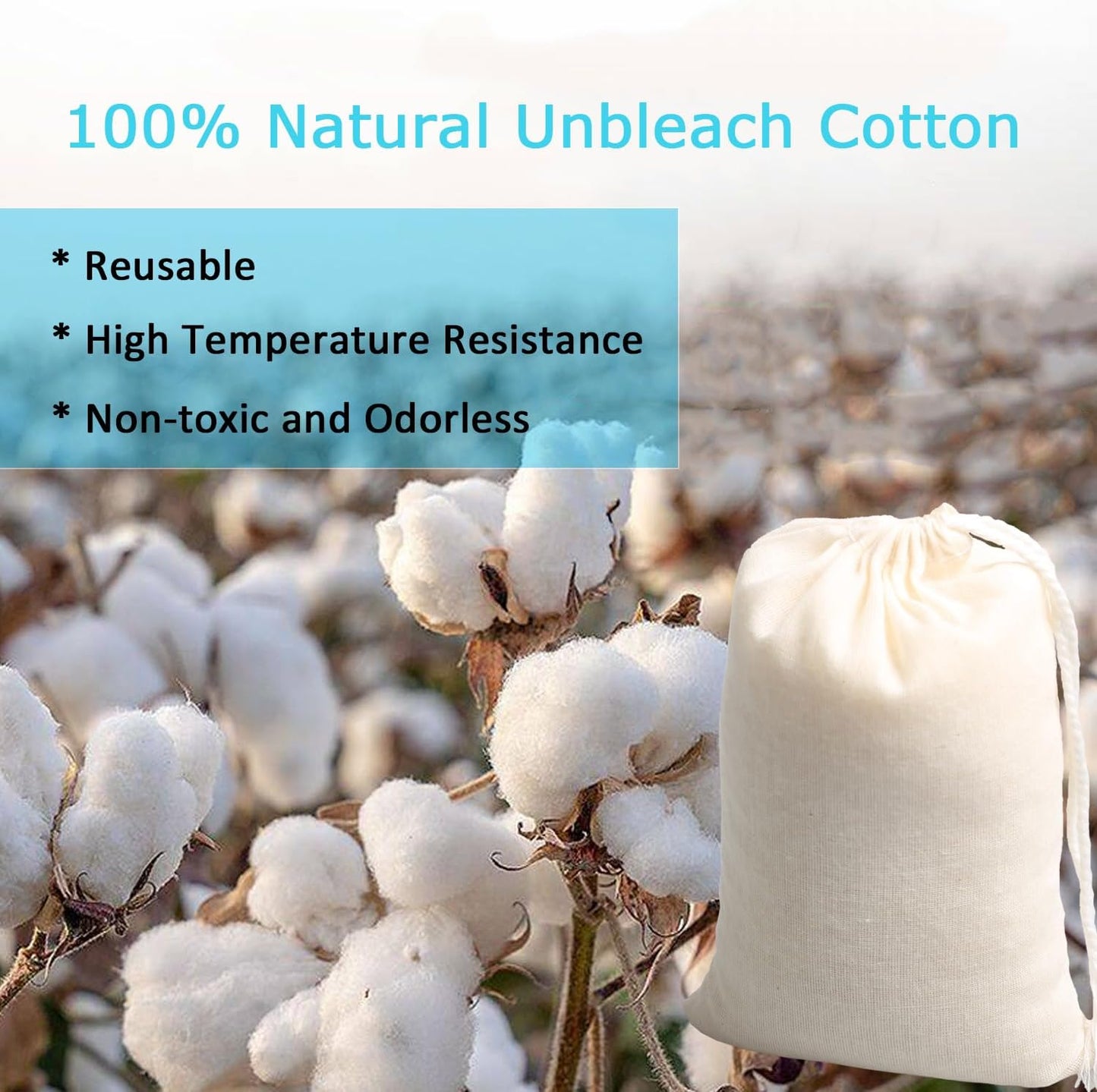 Eketirry Spice Bags, 20pcs Reusable Empty Tea Bags, Muslin Strainer Bags, Soup Bags for Cooking, Natural Cotton Fine Mesh Cheesecloth Bags for Cold Brew Coffee(2 x3" &3 x4")