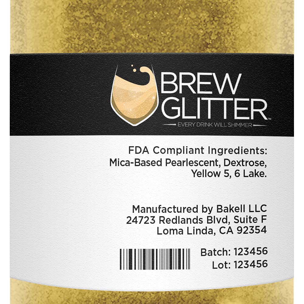 Yellow BREW GLITTER Edible Glitter For Drinks, Cocktails, Beer, Garnish Glitter & Beverages | KOSHER & HALAL Certified | 100% Edible & Food Grade | Vegan, Gluten, Nut Free (50g, Yellow)