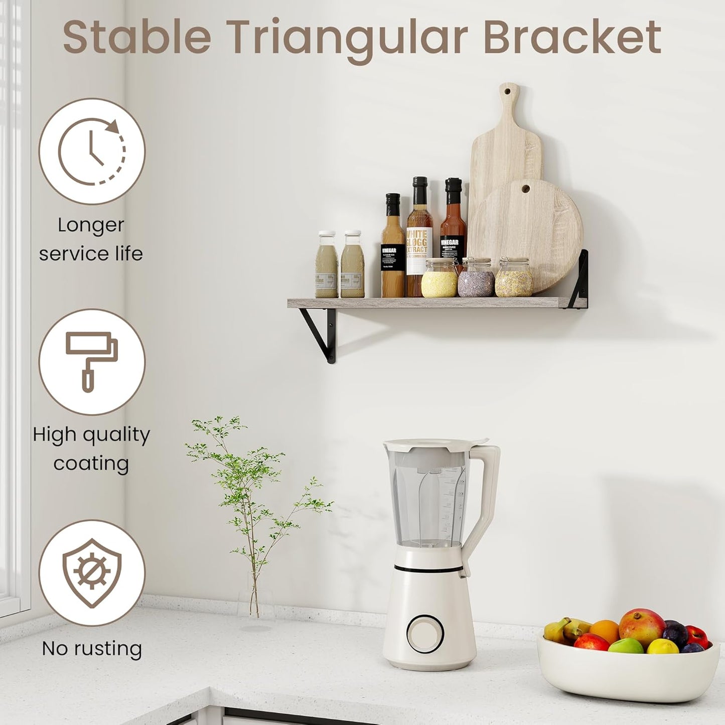 Dreamland Grey Floating Shelves for Wall, 24W x 8D Wall Mounted Shelves Set of 2, Wide Display Ledge Shelf with Sturdy Metal Brackets for Living Room, Bathroom, Bedroom and Kitchen