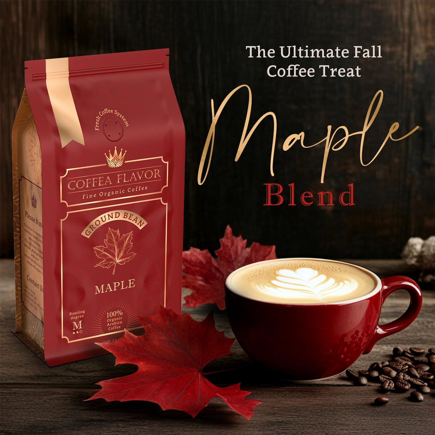 Coffea Flavor Fine Organic Coffee - Maple Ground Coffee Medium Roast | 100% Arabica Coffee| Perfect for Espresso | USDA Certified Organic | Fair Trade | Grown and Roast in the Caribbean |16 Oz
