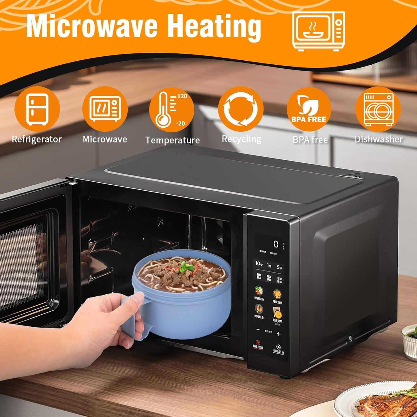 Microwave Bowl with Lids,Ramen Bowl,28oz Microwave Soup Mugs with Handles,for Soup and Instant Noodles,Oatmeal, Gumbo, Salad, College Dorm Room Essentials for Girls for Boys Apartment Essentials