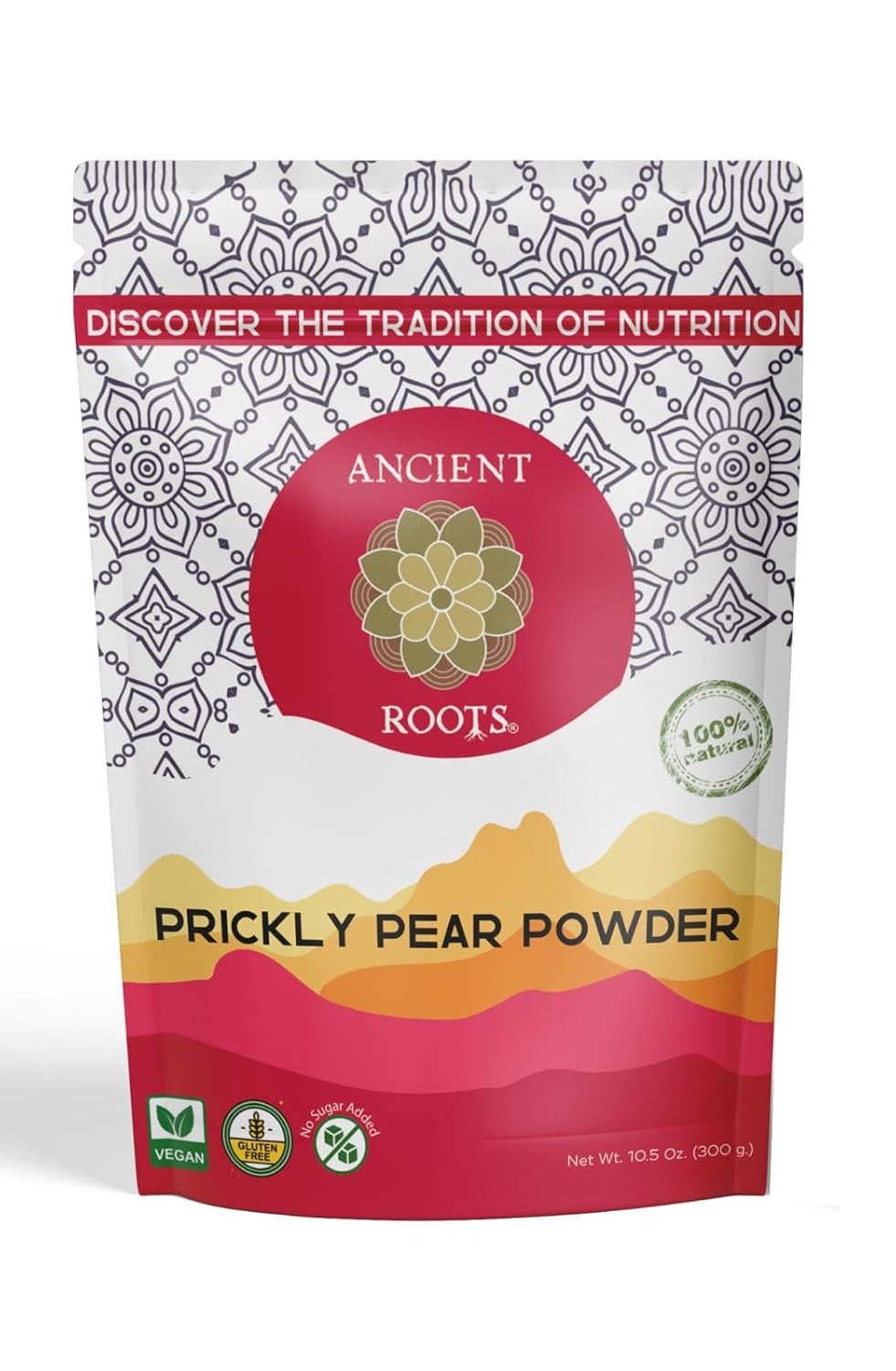 Ancient Roots Prickly Pear Powder - Freeze-Dried, All-natural, No Sugar Added, Cocktail Mix, Smoothie and Tea Mix, Resealable Pouch - 10.5 ounces (75 servings)