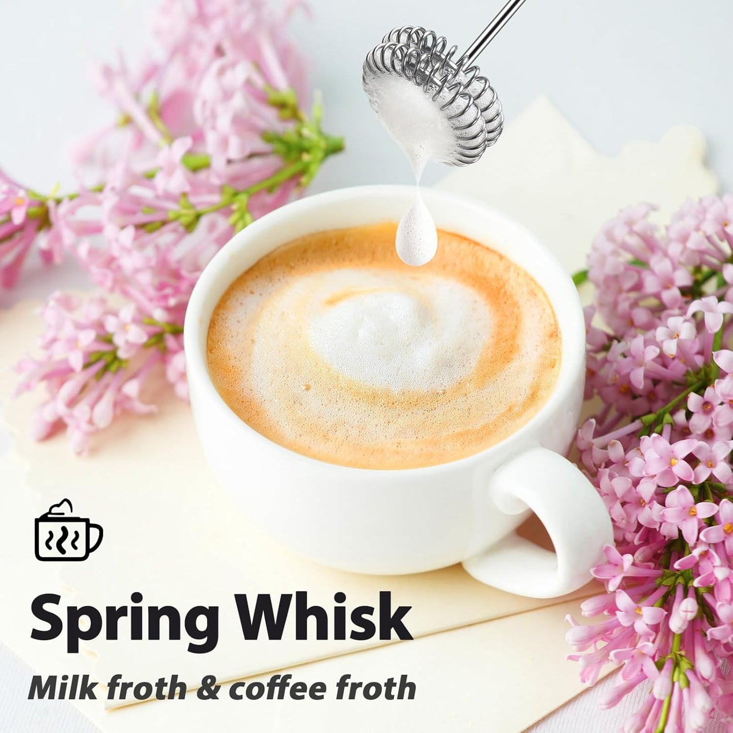 Milk Frother with Stand Rechargeable- Handheld Coffee Frother with 3 Stainless Whisks 3 Speed Adjustable, Electric Whisk Drink Mixer, Foam Maker Blender for Matcha Latte Cappuccino Chocolate