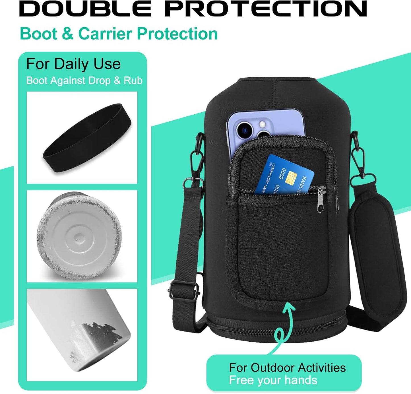 1 Gallon Insulated Water Jug - with Paracord Handle, Straw & Chug Lid, Water Bottles Holder with Strap, 128oz Stainless Steel Large Water Bottle, Keep Hot 12H & Cold 48 for Travel Hiking Camping Work