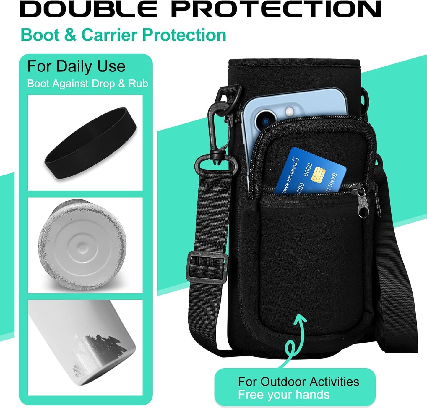 40oz Stainless Steel Water Bottle - Wide Mouth Vacuum Insulated Metal Water Bottle with Straw Lid & Paracord Handle, Sweat-Proof Water Flask Thermo Metal Mug with Strap for Gym Camping Hiking